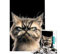 1000 Pieces Puzzles for Teenagers Funny Grumpy Cat Portrait Help The Brain Exercise Learning Educational Toy Wall Decor Suitable for People Aged 14 And Above (38X26CM)
