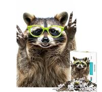 1000 Pieces Puzzles for Teenagers Funny Raccoon Cheers Help The Brain Exercise Learning Educational Toy Wall Decor Suitable for People Aged 14 And Above (38X26CM)