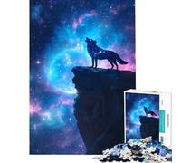 1000 Pieces Puzzles for Teenagers Galactic Wolf Howling Beneath A Blue Moon And StarFilled Sky Fun Activities at Home Perfect Decoration Brain Teaser Game Suitable for Ages 14 And Up