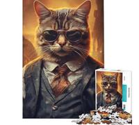 1000 Pieces Puzzles for Teenagers Gangster Syberian Cat Challenging To Complete Difficult Challenge DIY Toys for And from 14 Years And over (38x52cm)