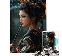 1000 Pieces Puzzles for Teenagers Geisha in Rain with Tattoos Help The Brain Exercise Learning Educational Toy Wall Decor Suitable for People Aged 14 And Above (50X75CM)