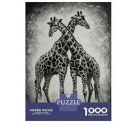 1000 Pieces Puzzles for Teenagers Giraffe Pair in Black And White Puzzle for Adults Hands-on Game Hand Speed Race Unique Birthday And Gifts 70x50cm/1000pcs