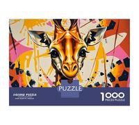 1000 Pieces Puzzles for Teenagers Giraffe Portrait with Abstract Background Jigsaws for Adults Relaxing Games Home Decoration for Birthday, Chrismas 70x50cm/1000pcs