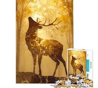1000 Pieces Puzzles for Teenagers Golden Deer in Autumn Forest Help The Brain Exercise Learning Educational Toy Wall Decor Suitable for People Aged 14 And Above (50X75CM)