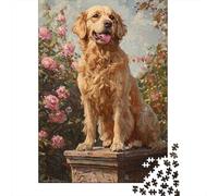 1000 Pieces Puzzles for Teenagers Golden Retriever Garden Statue Adult Puzzles Relaxing Games Precision Cutting Unique Birthday And Gifts 38x26cm/1000pcs