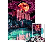 1000 Pieces Puzzles for Teenagers Gothic Castle Under Blood Moon Jigsaw for Adults Brain Teaser Game Pattern Assembly Help The Brain Exercise (Size 50x75cm)
