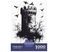 1000 Pieces Puzzles for Teenagers Gothic Tower with Crows Jigsaws for Adults Family Games Presents for Women Help The Brain Exercise 70x50cm/1000pcs