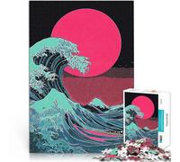 1000 Pieces Puzzles for teenagers Great Wave, Red Sun Denksportaufgabe für Jedes Stück ist einzigartig Anspruchsvolles Familienspiel52x38cm