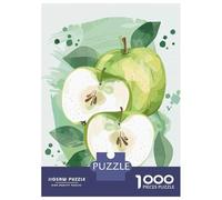 1000 Pieces Puzzles for Teenagers Green Apple Watercolor Illustration Jigsaws for Adults Relaxing Games Hand Speed Race Stress Reduction Gifts 70x50cm/1000pcs