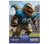 1000 Pieces Puzzles for Teenagers Gridiron Dino Football 4 Jigsaws for Adults Relaxing Games Home Decoration for Birthday, Chrismas 52x38cm/1000pcs