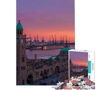 1000 Pieces Puzzles for Teenagers Harbor Sunset with Clock Tower Help The Brain Exercise Learning Educational Toy Wall Decor Suitable for People Aged 14 And Above (38X52CM)