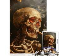 1000 Pieces Puzzles for Teenagers Head of A Skeleton with A Burning Cigarette Hands-on Game Difficult Challenge Educational Toy Improving Love between Couples (50X75CM)