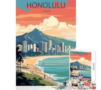 1000 Pieces Puzzles for Teenagers Honolulu Hawaii Puzzle For Teenagers Hand Speed Race Difficult And Challenge Family Fun & Game Night (38x26cm)