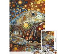 1000 Pieces Puzzles for Teenagers Iguana in Mosaic Art Educational Games Learning Educational Toy Wall Decor Improving Love between Couples (38X26CM)