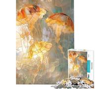 1000 Pieces Puzzles for Teenagers Jellyfish Gold Decor Help The Brain Exercise Learning Educational Toy Wall Decor Suitable for People Aged 14 And Above (50X75CM)