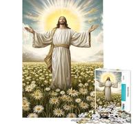 1000 Pieces Puzzles for Teenagers Jesus in Field of Daisies Help The Brain Exercise Learning Educational Toy Wall Decor Suitable for People Aged 14 And Above (38X52cm)