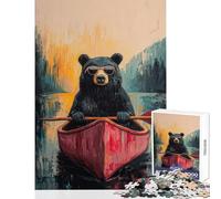 1000 Pieces Puzzles for Teenagers Just A Chill Bear in A Canoe Educational Game Difficult Challenge DIY Toys Unique Birthday And Gifts (38X26CM)