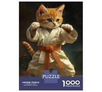 1000 Pieces Puzzles for Teenagers Karate Cat Ready to Strike Puzzle for Adults Hands-on Game Hand Speed Race Unique Birthday And Gifts 52x38cm/1000pcs