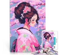1000 Pieces Puzzles for teenagers Kimono Anima Girl Sakura Retro Pixel Art Quizspiel Wunschliste mit dem Weihnachtsmann75x50cm