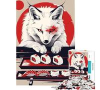 1000 Pieces Puzzles for Teenagers Kitsune Eating Sushi Fun at Home Activities, Home Decoration Anti-Stress Toys for Age 14+ Game (50x75cm)