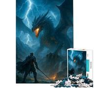 1000 Pieces Puzzles for Teenagers Knight Facing A Dragon in Storm Practical Game Brain Intelligence Challenge Addictive Toys Great Gifts Presents for Women (Size 38x26cm)