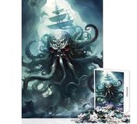 1000 Pieces Puzzles for Teenagers Kraken Attacking Ship Puzzle For Teenagers Improve Memory for Birthday, Chrismas Birthday Present, Gifts, (50x75cm)