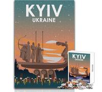 1000 Pieces Puzzles for Teenagers Kyiv Ukraine at Night Challenging Game Toys Home Art Decor Secret Santa Gifts Size 50x75cm