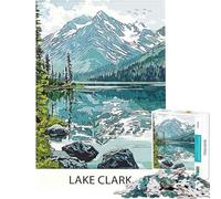 1000 Pieces Puzzles for Teenagers Lake Clark Mountain View Puzzle for Adults DIY Toys Hand Speed Race Deal As Gifts for The Whole Family (size 38x26cm)