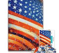 1000 Pieces Puzzles for Teenagers Land of Liberty US Flag Difficult Challenge DIY Toys Suitable for Ages 14 And Up (size 38x26cm)