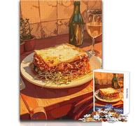 1000 Pieces Puzzles for Teenagers Lasagna Still Life with Wine Challenging Game Toys Home Art Decor Secret Santa Gifts Size 38x26cm