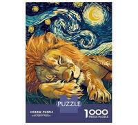 1000 Pieces Puzzles for Teenagers Lion Sleeping Under Starry Night Sky Jigsaws for Adults Brain Teaser Game But Fun And Humorous Deal As Gifts for The Whole Family 70x50cm/1000pcs