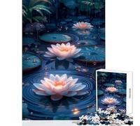 1000 Pieces Puzzles for Teenagers LoFi Water Lily Pond Puzzle For Teenagers Difficult Hard Help The Brain Exercise Christmas Birthday Gifts (38x52cm)