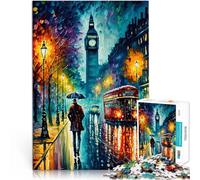 1000 Pieces Puzzles for teenagers London in Color Spielzeug-Intellektuelles Spiel mit passendem Poster und Quizblatt38x26cm