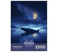 1000 Pieces Puzzles for Teenagers Lonely Whale In Moonlight Puzzle for Adults DIY Toys Difficult Challenge Help The Brain Exercise 52x38cm/1000pcs
