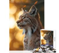 1000 Pieces Puzzles for Teenagers Lynx Sunset Elegant Fun Peaceful Family Home Activity Heartwarming Festive Present Choice (38X26cm)