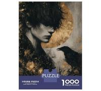 1000 Pieces Puzzles for Teenagers Man And Raven in Golden Moonlight Jigsaws for Adults Brain Teaser Game But Fun And Humorous Deal As Gifts for The Whole Family 52x38cm/1000pcs
