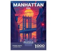 1000 Pieces Puzzles for Teenagers Manhattan Travel Poster Puzzle for Adults DIY Toys Difficult Challenge Help The Brain Exercise 70x50cm/1000pcs