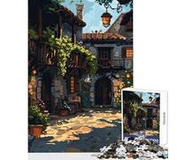 1000 Pieces Puzzles for Teenagers Medieval Courtyard Pixel Art Adult Jigsaw Puzzles Pattern Assembly Fun Activities at Home Christmas Birthday Gifts (38x52cm)