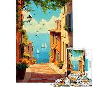 1000 Pieces Puzzles for Teenagers Mediterranean Street View Help The Brain Exercise Learning Educational Toy Wall Decor Suitable for People Aged 14 And Above (50X75cm)