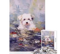 1000 Pieces Puzzles for Teenagers Monet Dog Waterlilies Art Puzzle For Teenagers Difficult Hard Help The Brain Exercise Christmas Birthday Gifts (38x26cm)