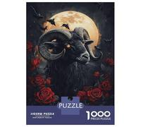 1000 Pieces Puzzles for Teenagers Moonlit Ram And Roses -5 Jigsaws for Adults Relaxing Games Home Decoration for Birthday, Chrismas 70x50cm/1000pcs