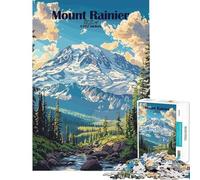 1000 Pieces Puzzles for Teenagers Mount Rainier National Park Poster Jigsaw for Adults Brain Teaser Game Pattern Assembly Help The Brain Exercise (Size 38x52cm)