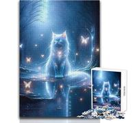 1000 Pieces Puzzles for Teenagers Mystical White Cat Hand Speed Race Relaxing Games for And from 14 Years And over (size 50x75cm)