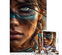 1000 Pieces Puzzles for Teenagers Native American Woman Portrait Close-Up Educational Game Difficult Challenge DIY Toys Unique Birthday And Gifts (38X26CM)