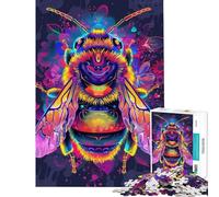 1000 Pieces Puzzles for Teenagers Neon Bee Jigsaw for Adults Brain Teaser Game Pattern Assembly Help The Brain Exercise (Size 38x26cm)