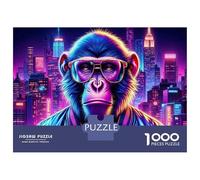 1000 Pieces Puzzles for Teenagers Neon Monkey Cityscape Jigsaws for Adults Brain Teaser Game But Fun And Humorous Deal As Gifts for The Whole Family 38x26cm/1000pcs