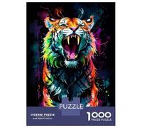 1000 Pieces Puzzles for Teenagers Neon Watercolor Tiger Jigsaws for Adults Brain Teaser Game But Fun And Humorous Deal As Gifts for The Whole Family 52x38cm/1000pcs