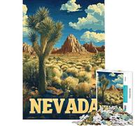 1000 Pieces Puzzles for Teenagers Nevada Wilderness Joshua Tree Desert Travel Poster Puzzle for Adults DIY Toys Hand Speed Race Deal As Gifts for The Whole Family (size 38x52cm)