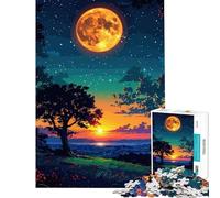 1000 Pieces Puzzles for Teenagers Night Landscape with Moon And Sunset Help The Brain Exercise Learning Educational Toy Wall Decor Suitable for People Aged 14 And Above (50X75cm)