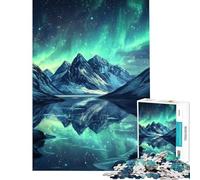 1000 Pieces Puzzles for Teenagers Northern Lights Mountain Lake Challenging To Complete Difficult Challenge DIY Toys for And from 14 Years And over (38x52cm)